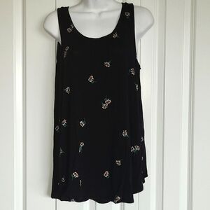 Old Navy Black Long Floral Sleeveless Top - Size S